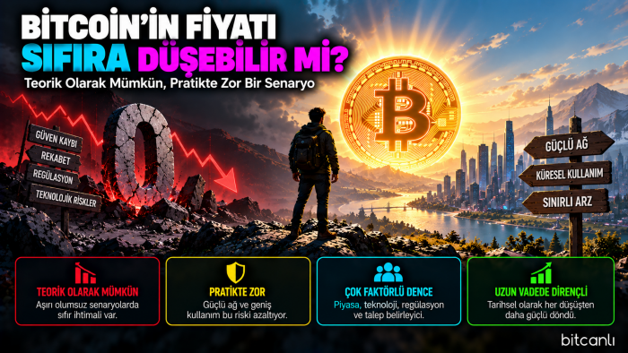 Bitcoin'in Fiyatı Sıfıra Düşebilir mi? Teorik Olarak Mümkün, Pratikte Zor Bir Senaryo